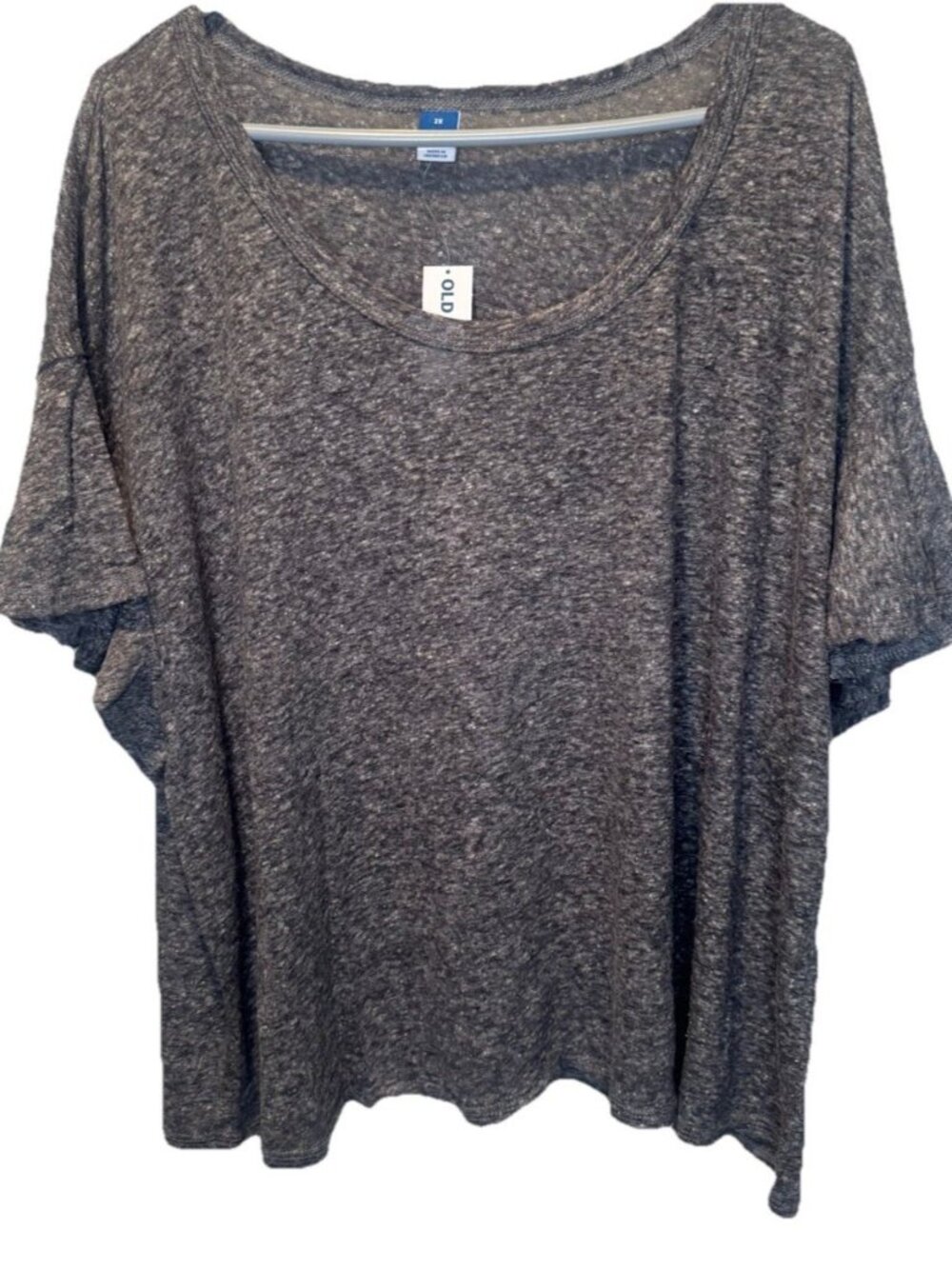 Old Navy Womens Gray Flutter Sleeve Scoop Neck Linen Blend Top 2X NEW Minimalist